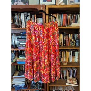 RACHEL Roy long floral peasant skirt nwt sz large red and orange